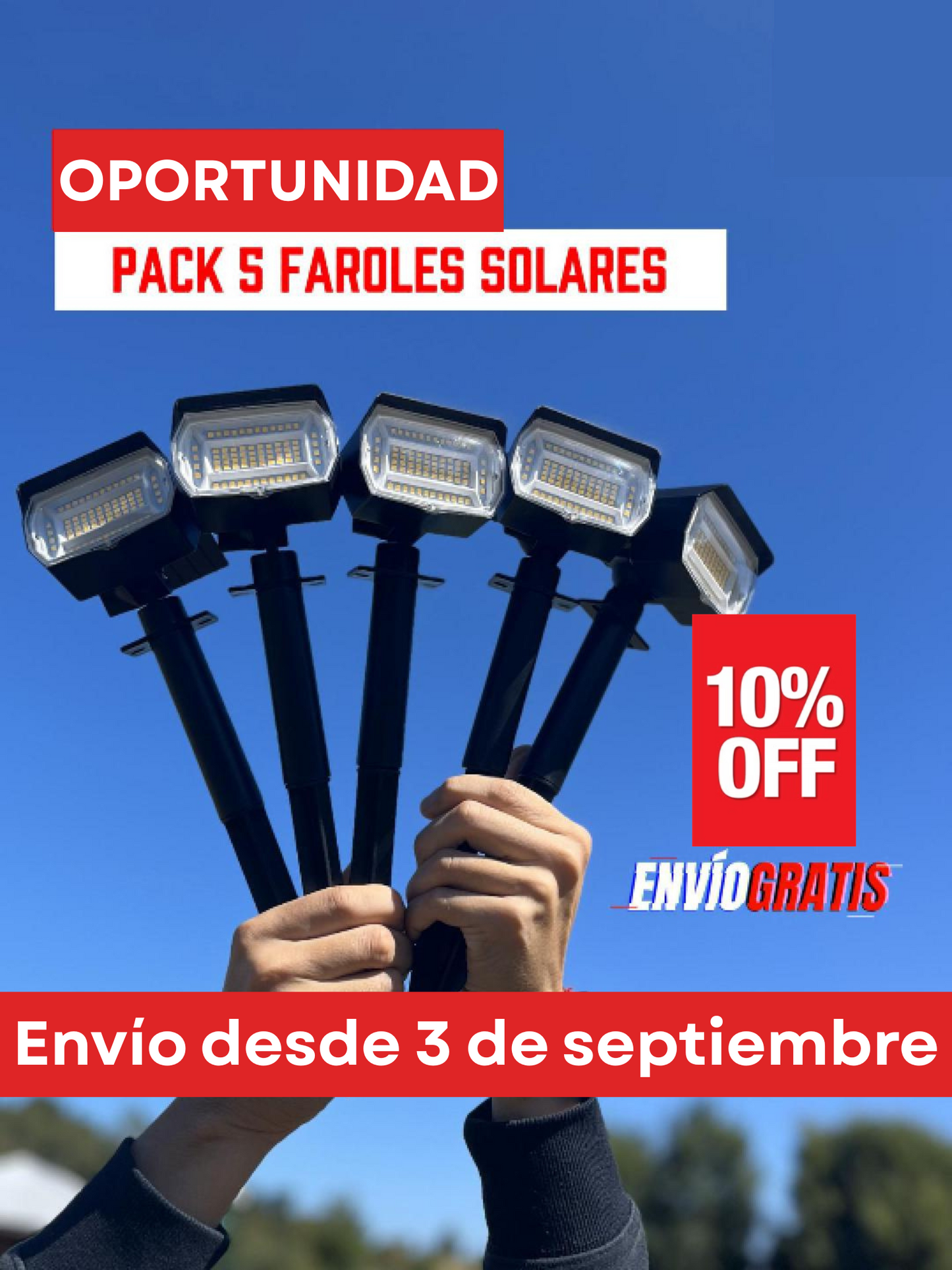 Pack 5 Faroles Solares Para Jardín + ENVÍO GRATIS desde 3 De SEPTIEMBRE
