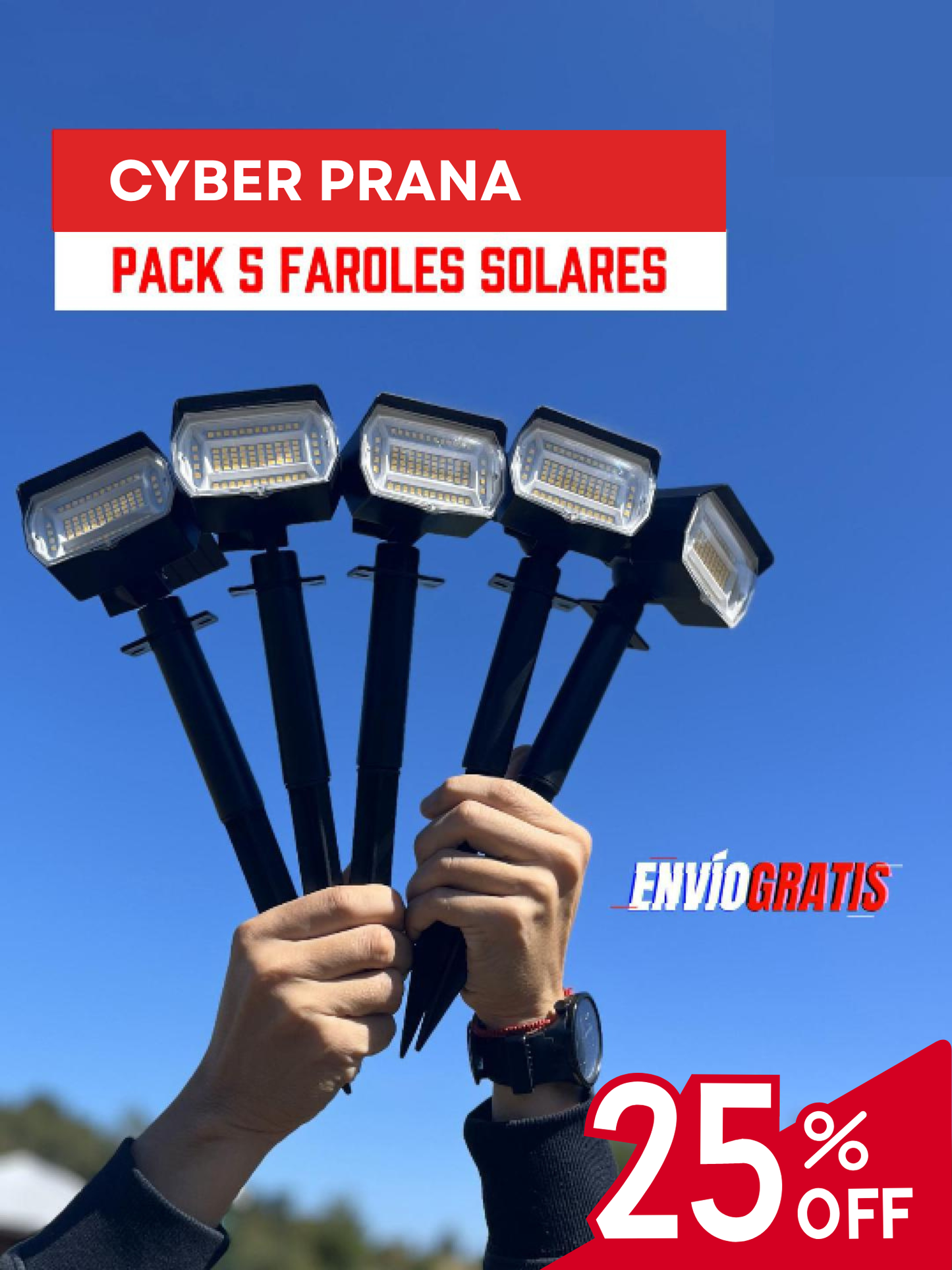 Pack 5 Faroles Solares Para Jardín + ENVÍO GRATIS
